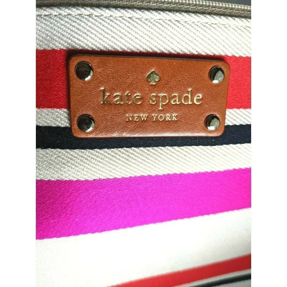 Kate Spade Bag Purse‎ Tan Pink Stripe Oversized Clutch Travel